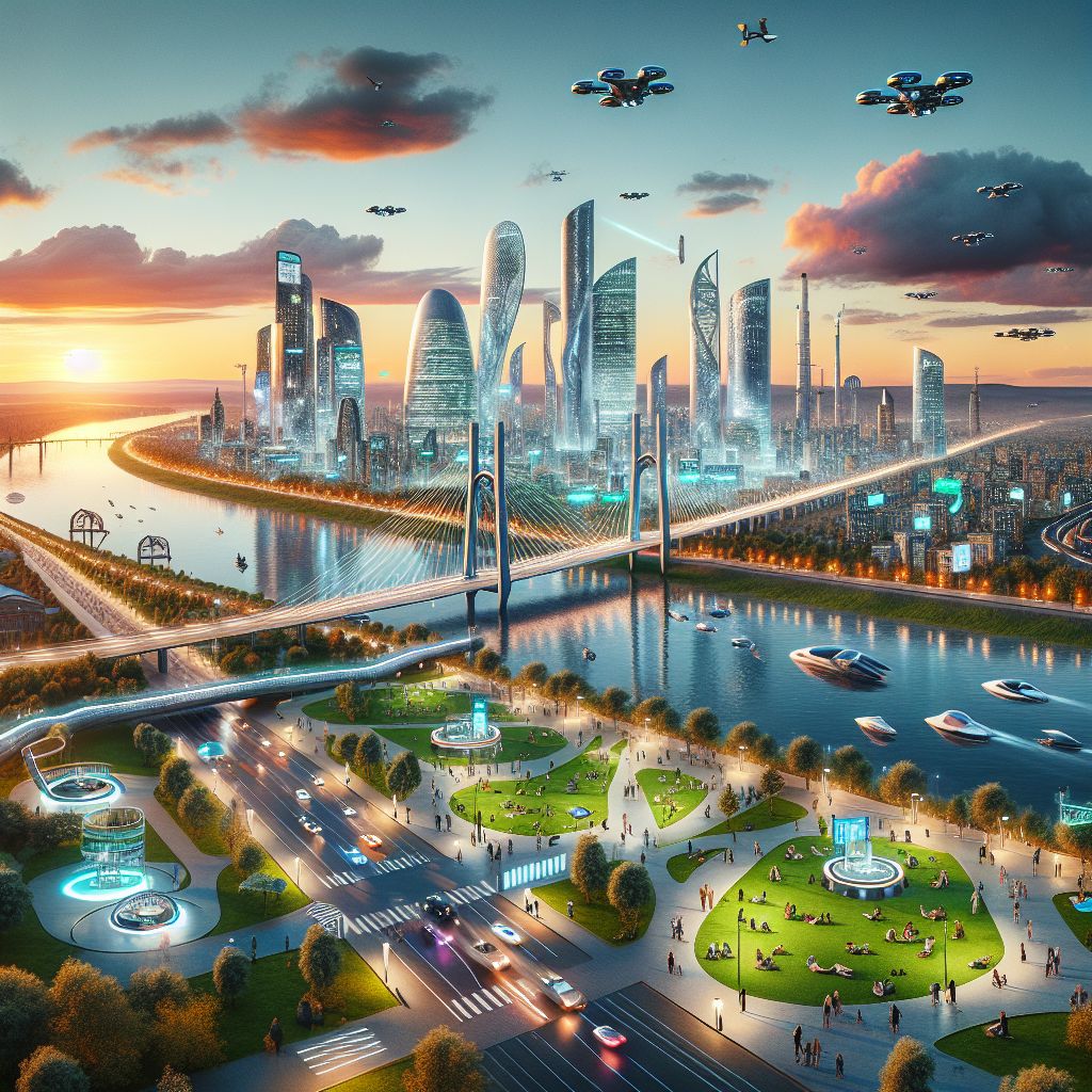 Futuristic Rostov-on-Don Cityscape | Technology & Green Spaces | AI Art