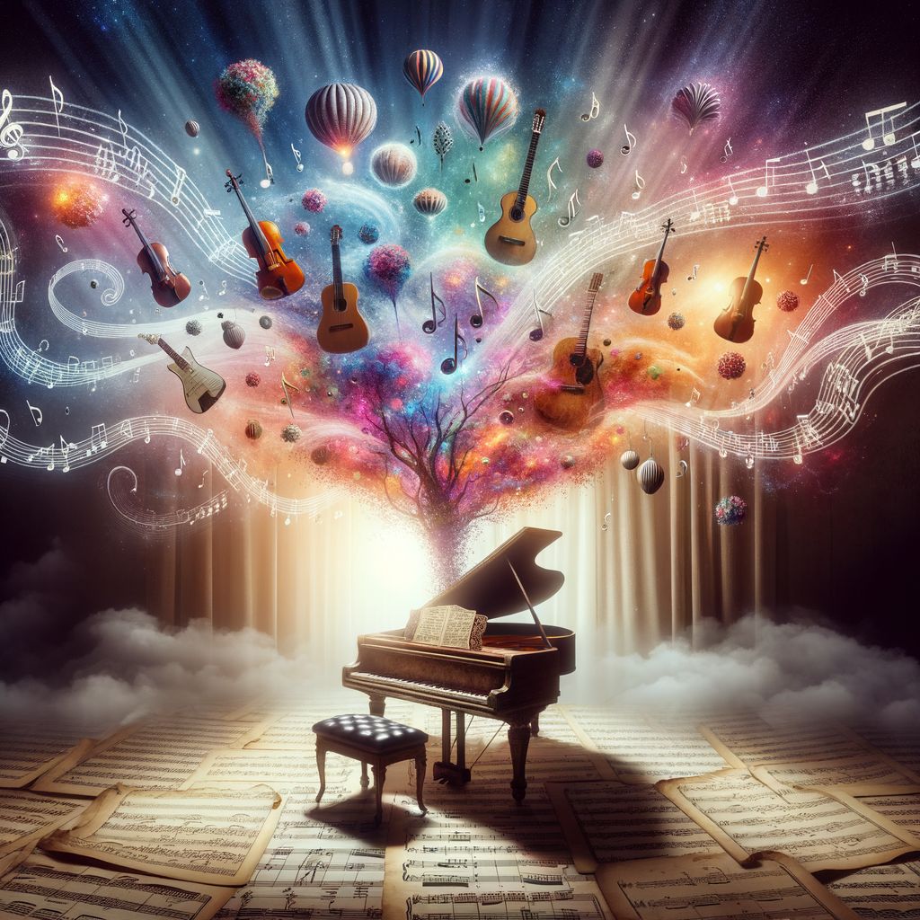 Visually Stunning Music Dreamscape with Grand Piano and Musical ...