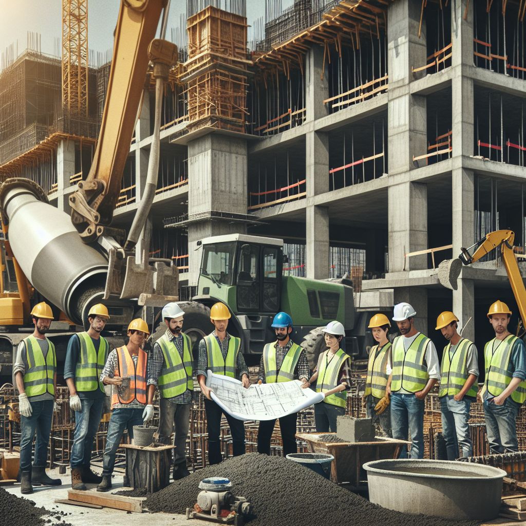 Diverse Industrial Workers on Construction Site | Hard Hats, Machinery ...