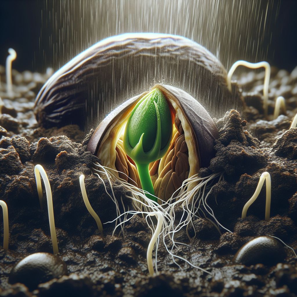 Germination Process of Eggplant Seed: Detailed Scene | AI Art Generator ...