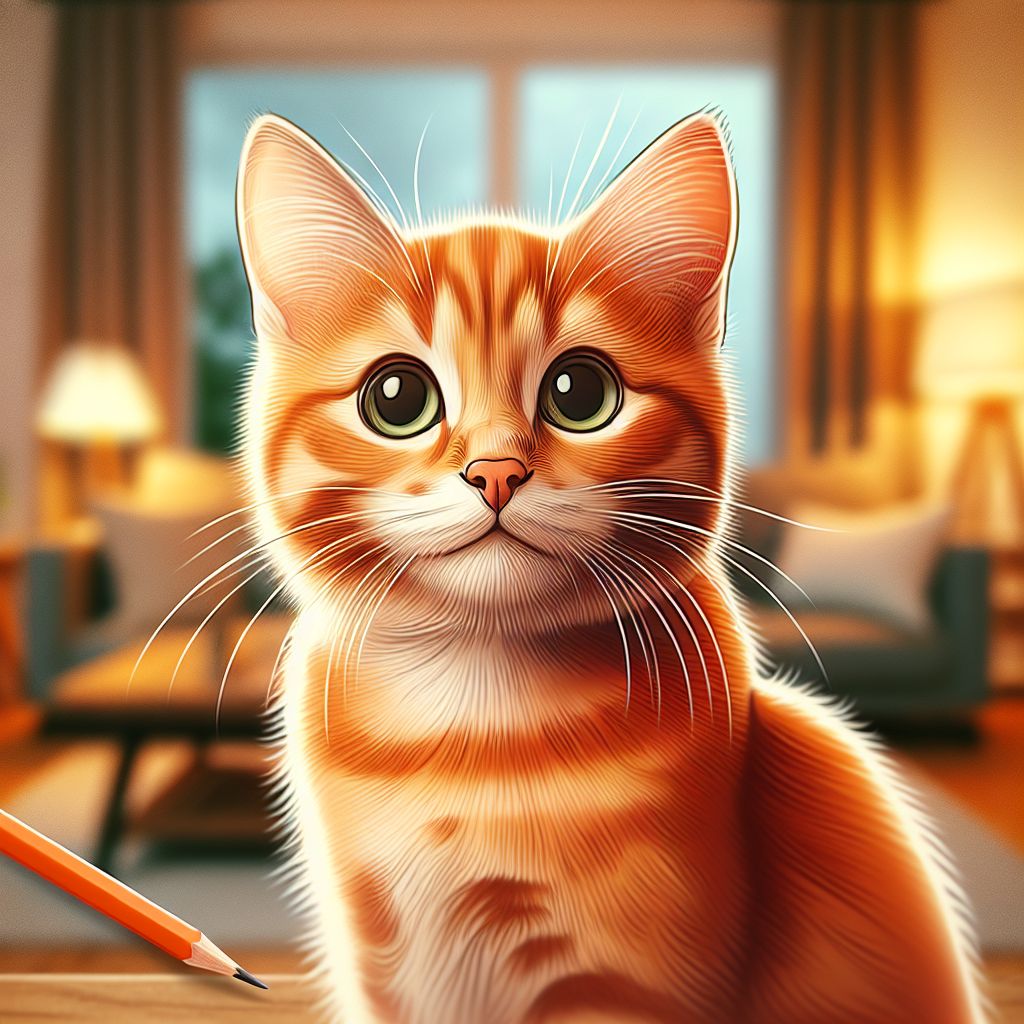 Majestic Orange Cat with Green Eyes | Cozy Living Room Ambiance | AI ...