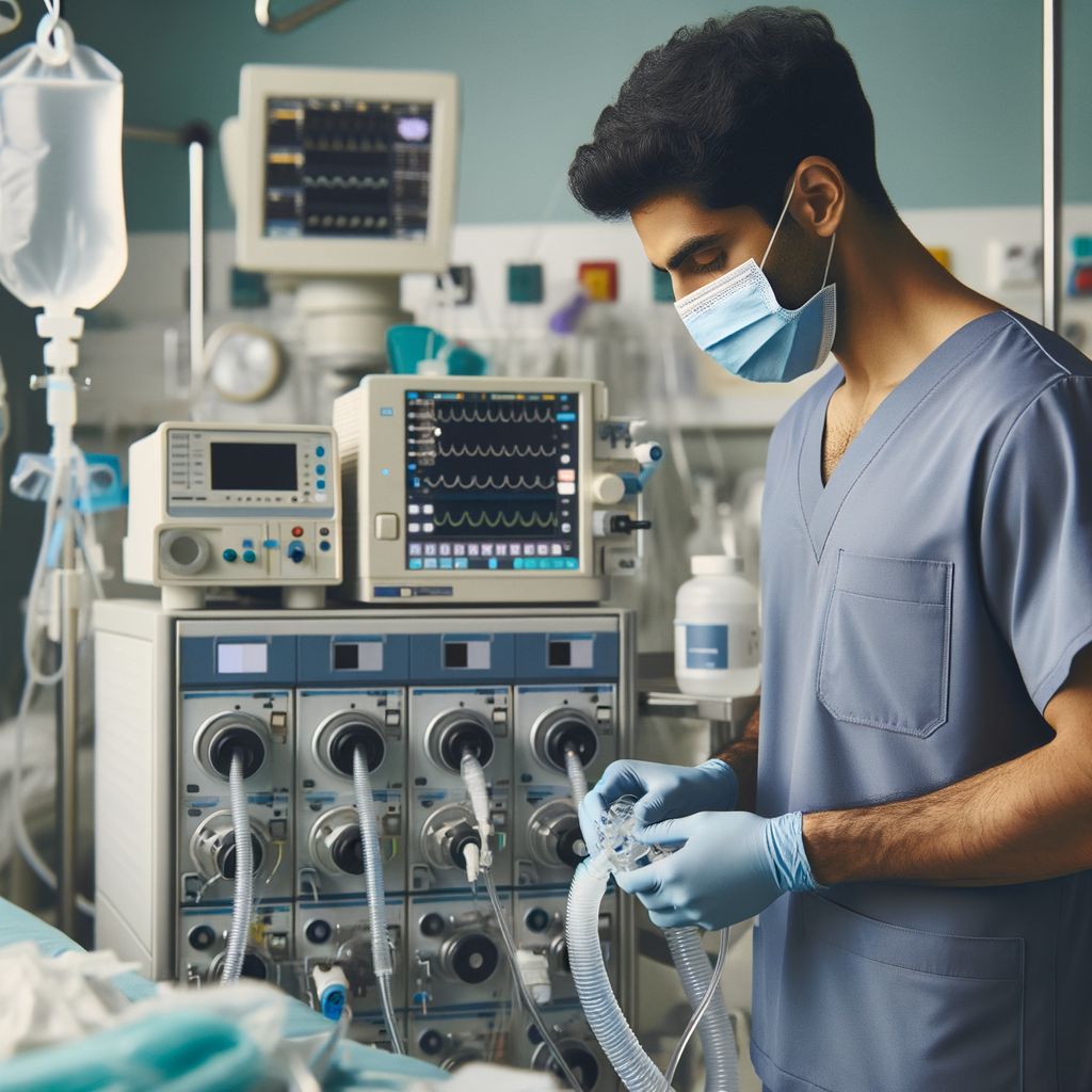 South Asian Anesthesiologist Preparing Anesthesia Equipment | AI Art ...