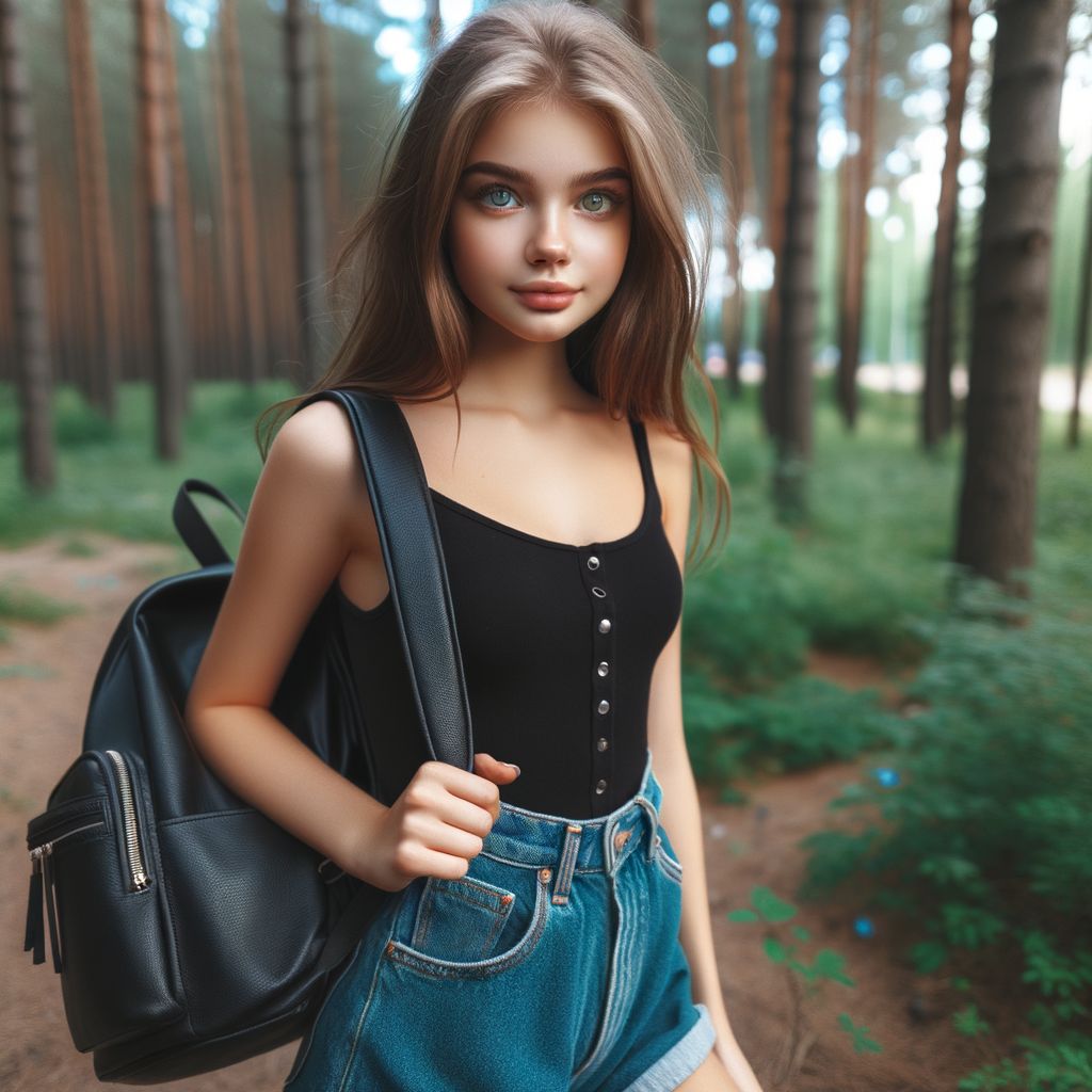 Girl with Green Eyes and Light Brown Hair in Forest | AI Art Generator ...