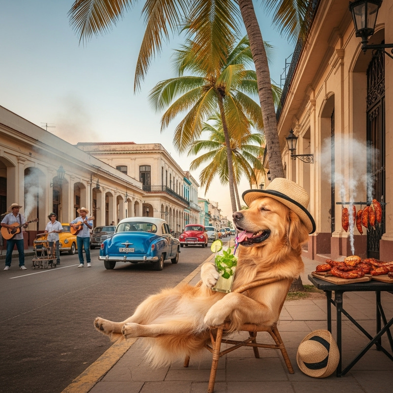 Cuban Canine Savoring a Mojito Moment Cuban Canine Savoring a Mojito Moment