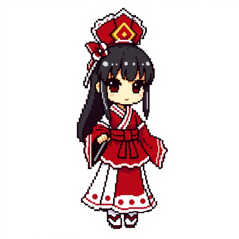 8-Bit Reimu Hakurei Pixel Art Shrine Maiden