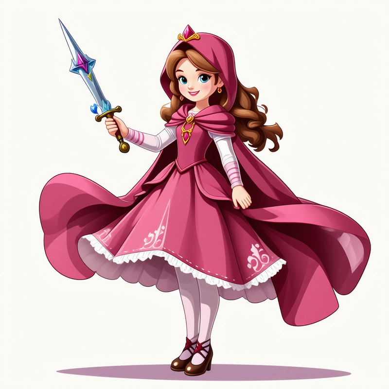 Cartoon Princess with Diamond Sword | Enchanted Style