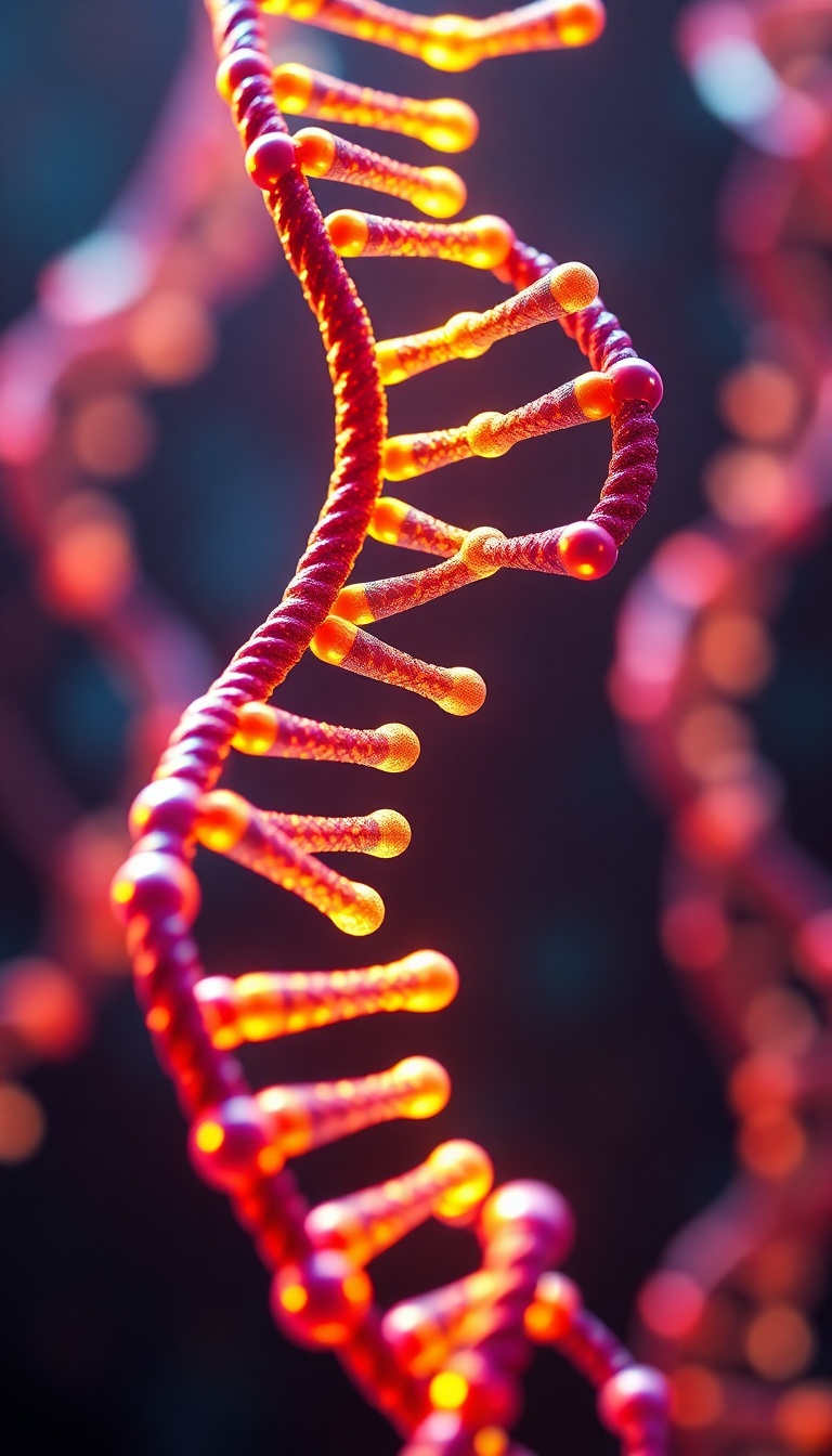 Vibrant 12-Strand DNA Helix Art - Scientific Beauty Vibrant 12-Strand DNA Helix Art - Scientific Beauty