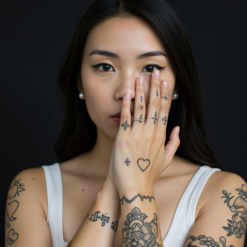 Asian Model with Heart Tattoo - Unique Body Art