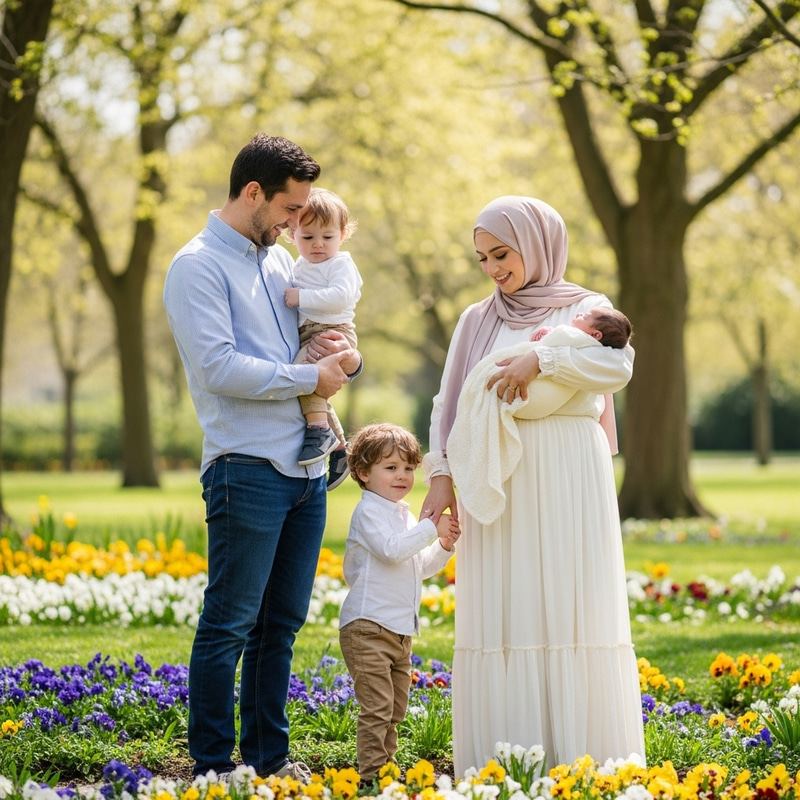 Family Joy in a Sun-Dappled Park