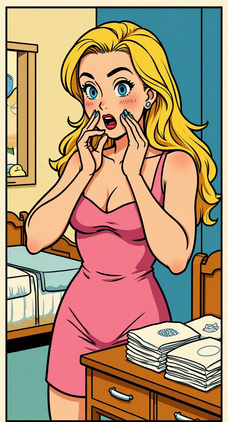 Surprised Mom in Vintage Comic Style Art Surprised Mom in Vintage Comic Style Art