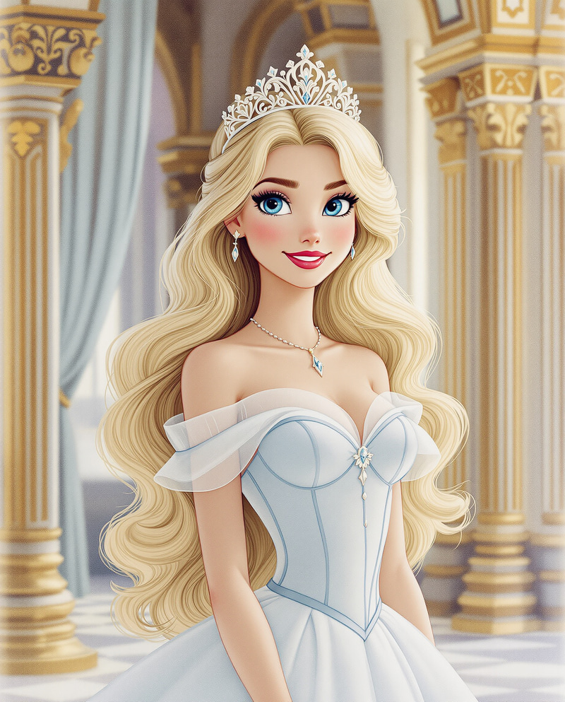 Adorable Teen Princess in Classic Disney Style