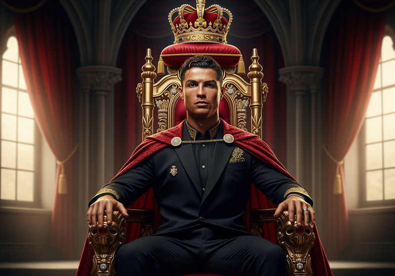 Cristiano Ronaldo on Golden Throne with Diamond Crown