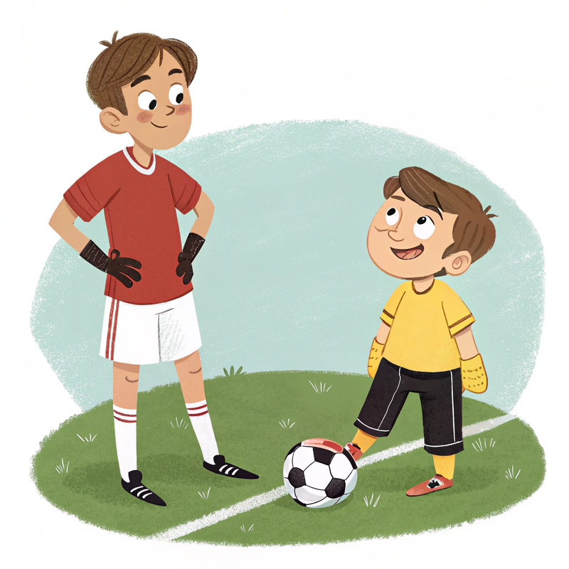 Pixar Style Drawing of Kids Playing Soccer Pixar Style Drawing of Kids Playing Soccer