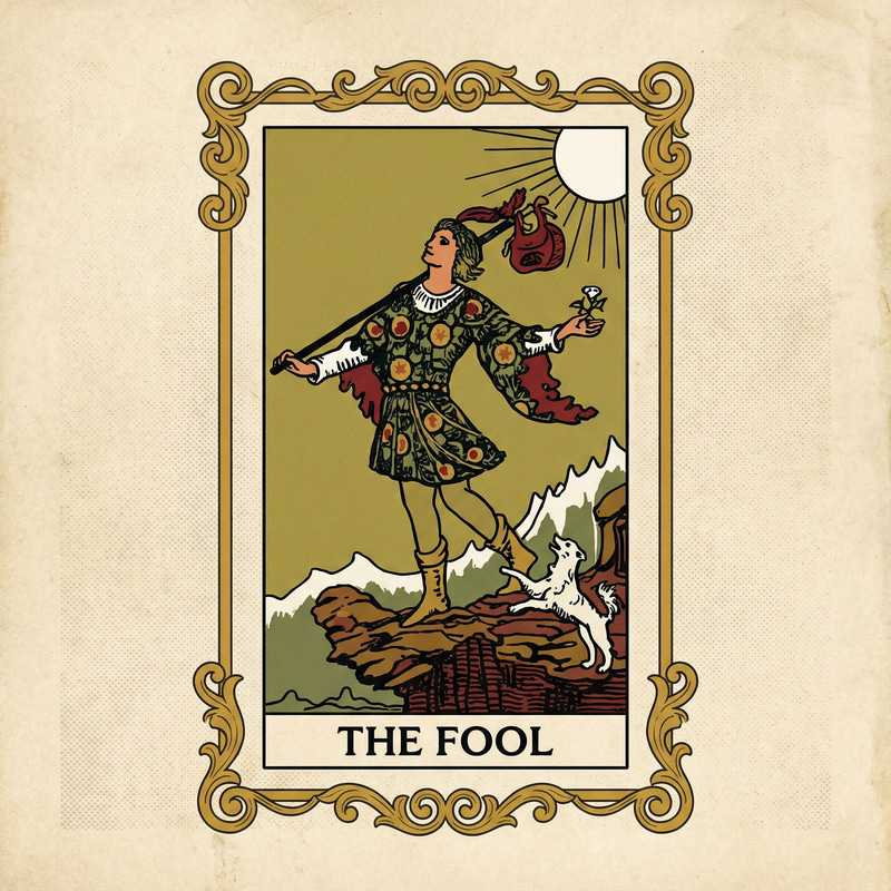 The Fool Tarot Card Illustration - Rider-Waite Style The Fool Tarot Card Illustration - Rider-Waite Style