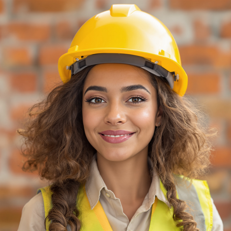 Lady in Yellow Safety Helmet - Mixed Ethnicity Lady in Yellow Safety Helmet - Mixed Ethnicity