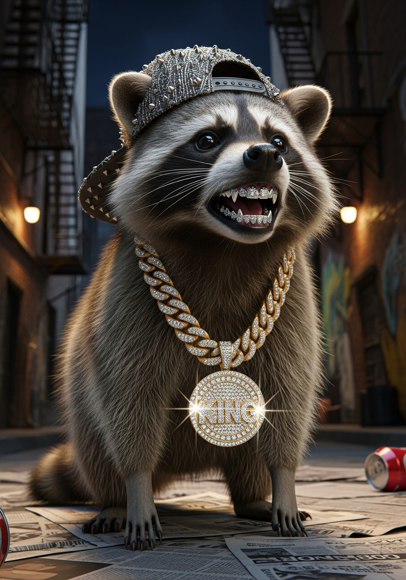 Blinged-Out Raccoon with Diamond Grill Blinged-Out Raccoon with Diamond Grill
