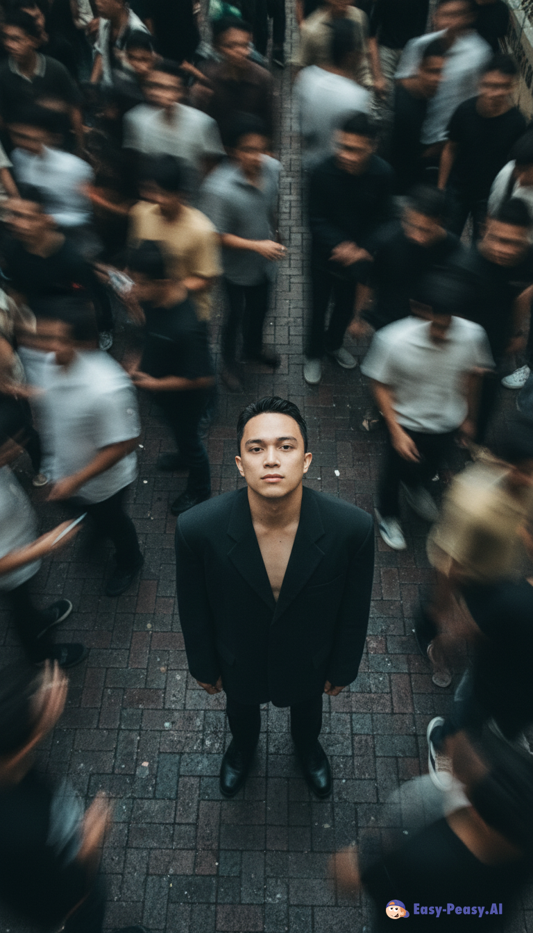 Cinematic Solitude: A Portrait in Urban Chaos