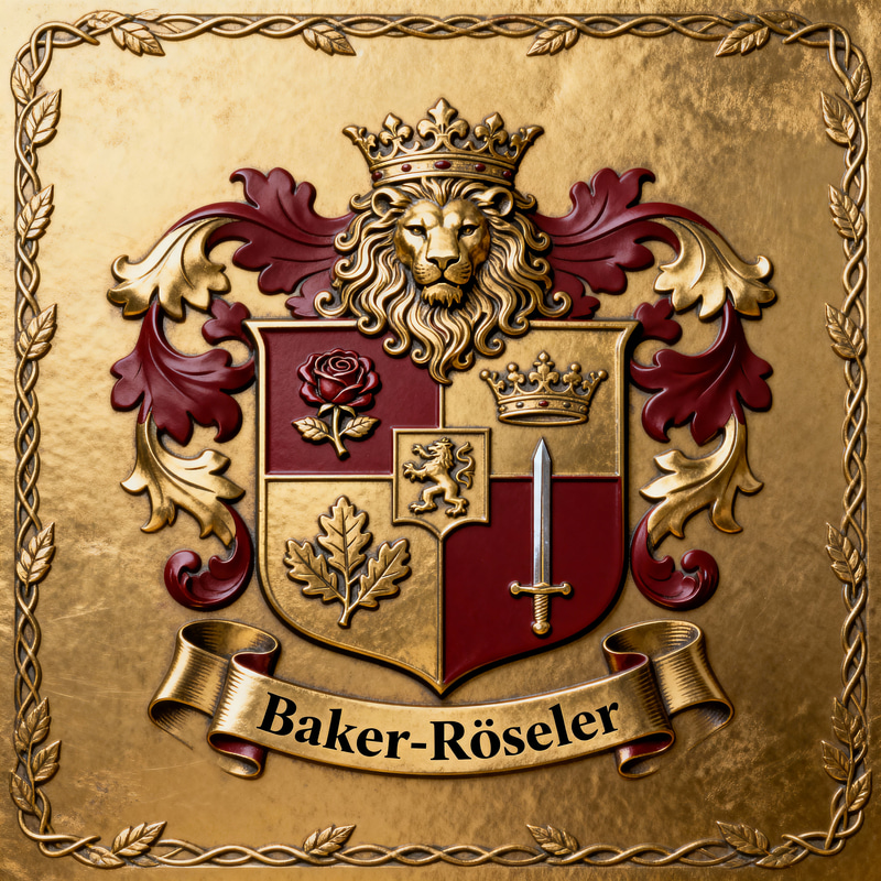 Baker-Röseler Family Crest: Strength & Respect
