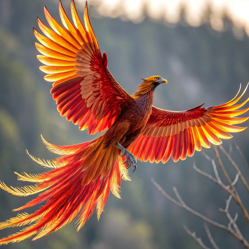 Majestic Phoenix Bird Flying in the Sky Majestic Phoenix Bird Flying in the Sky