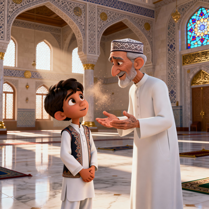 Heartfelt Pixar-Style Cartoon of a Boy and Grandfather Heartfelt Pixar-Style Cartoon of a Boy and Grandfather