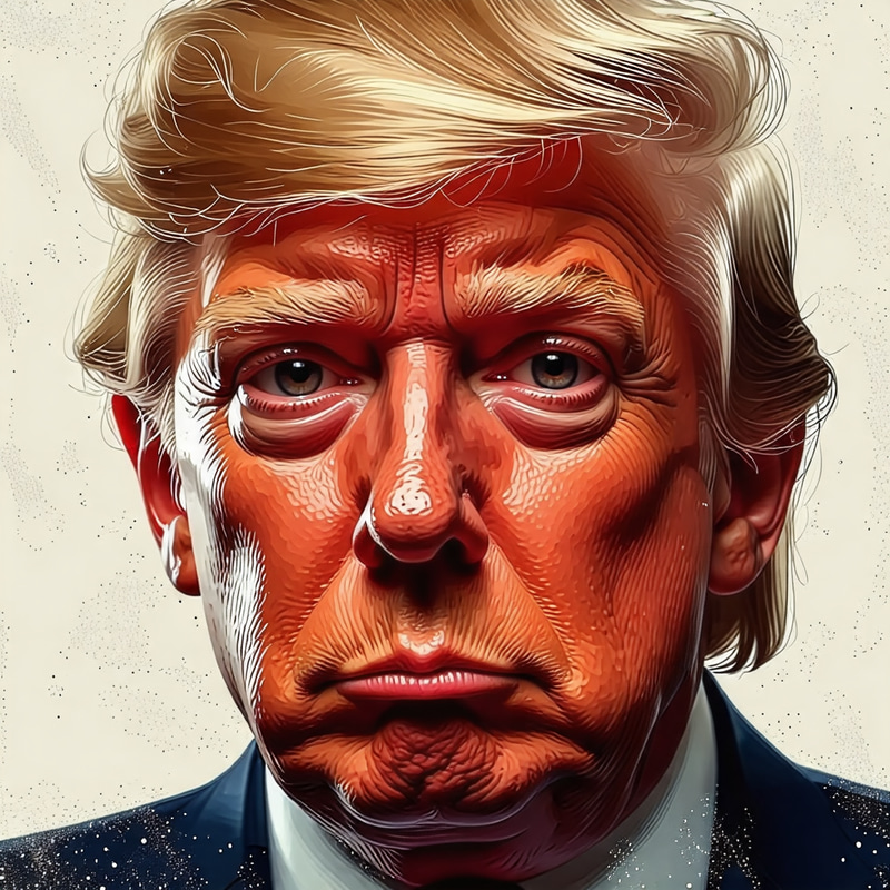 Political Cartoon Style Portrait of Donald Trump Political Cartoon Style Portrait of Donald Trump
