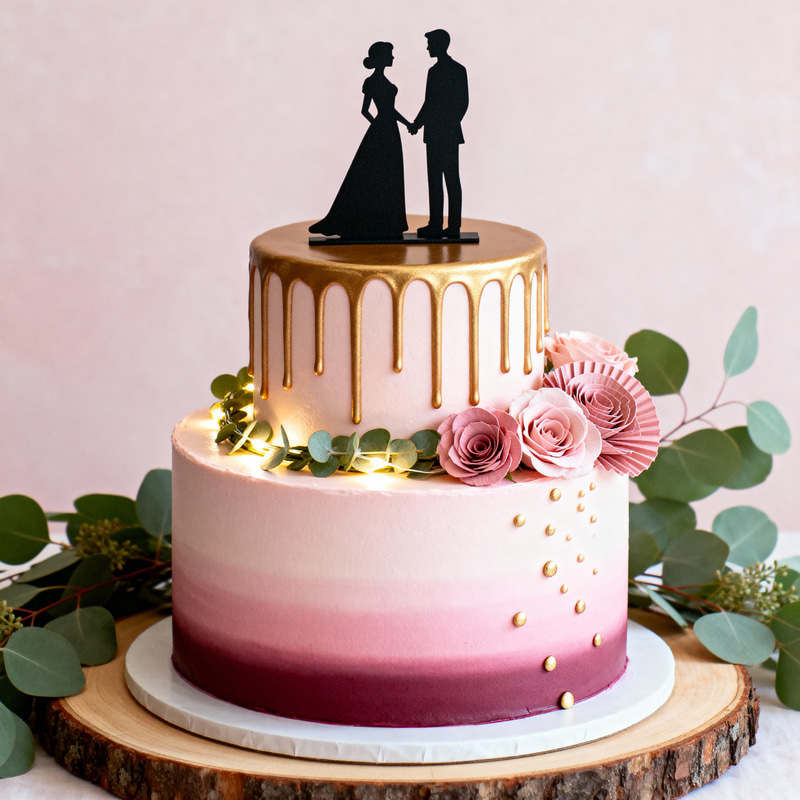 Elegant Two-Tiered Wedding Cake Design