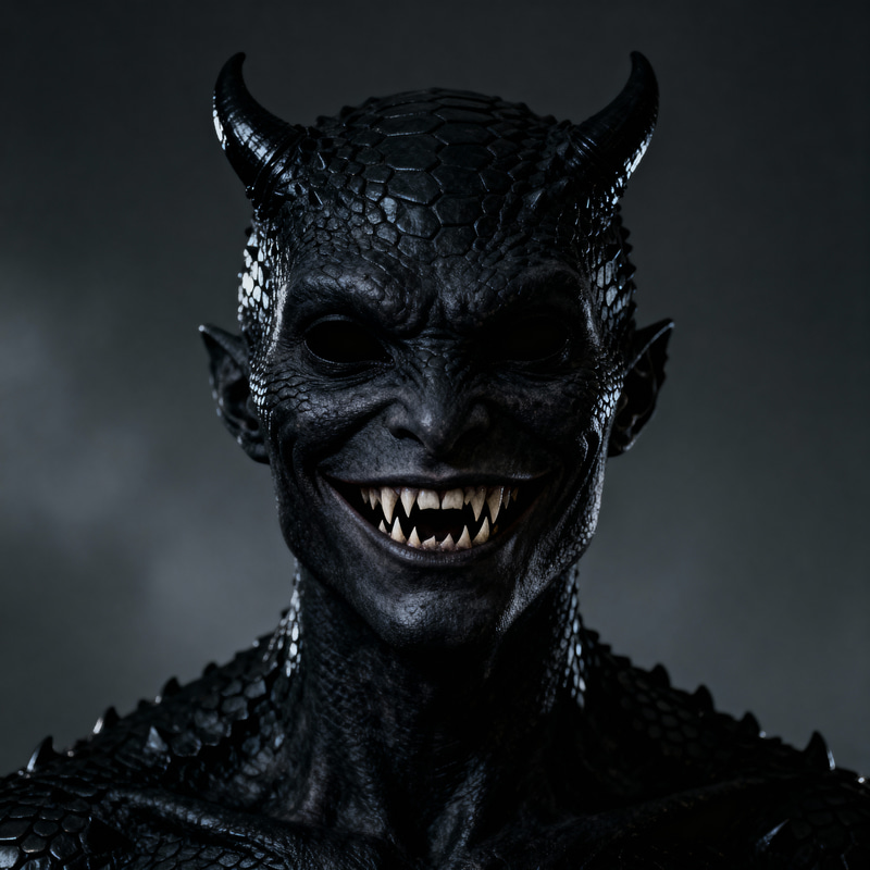 Eerie Dark Figure Art: Lizard-Human Hybrid Eerie Dark Figure Art: Lizard-Human Hybrid