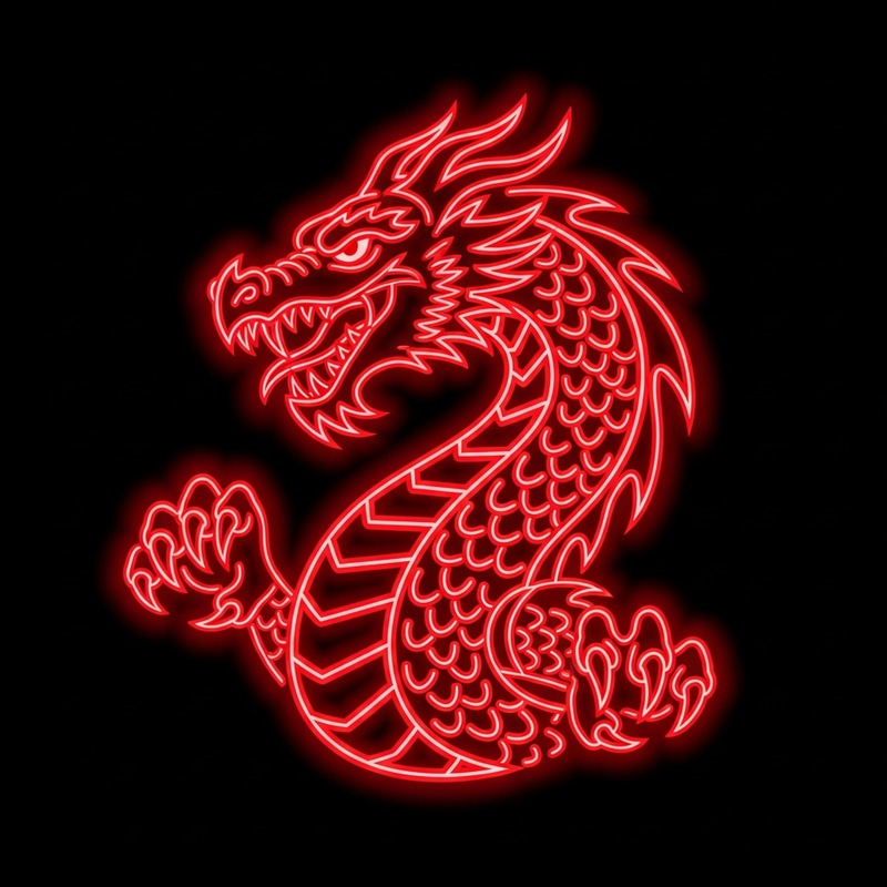 Dragon Red Neon Icon - Eye-Catching Design Dragon Red Neon Icon - Eye-Catching Design