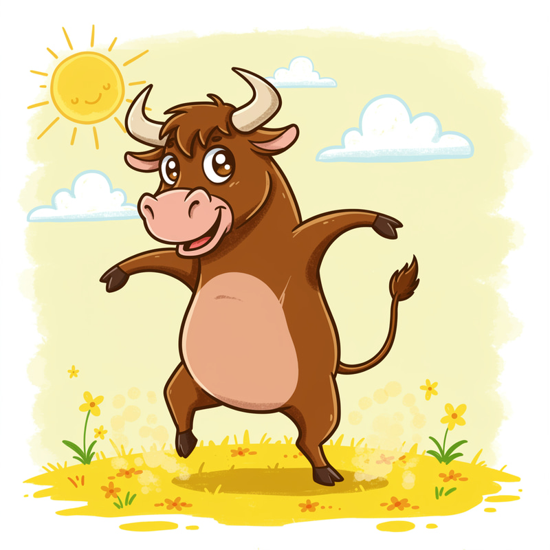 Dancing Cartoon Bull Fun and Laughter Dancing Cartoon Bull Fun and Laughter
