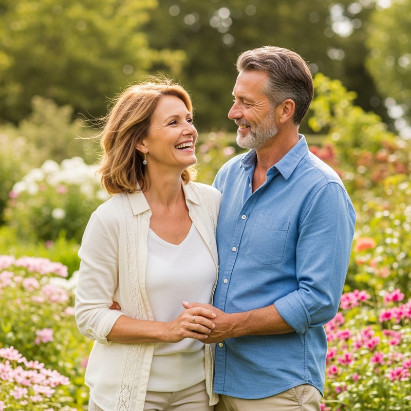 Timeless Love in a Sun-Drenched Garden