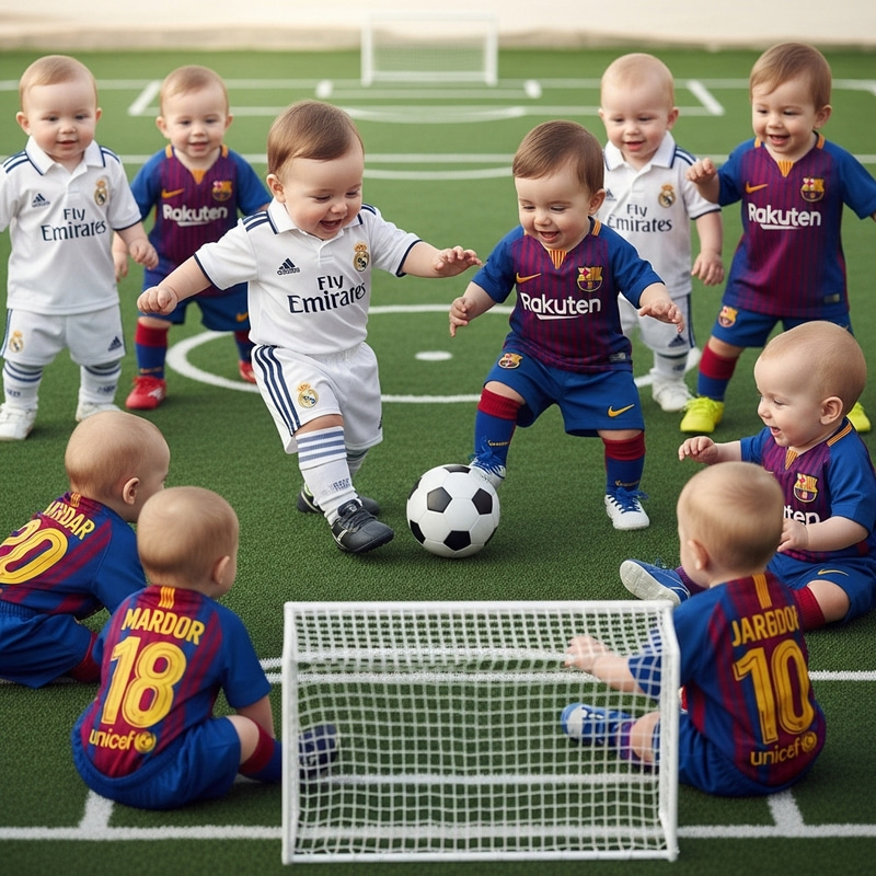 Baby Soccer Player: Real Madrid vs. Barcelona
