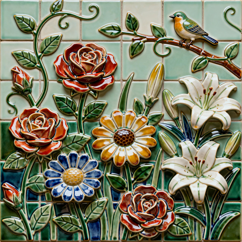 Stunning Ceramic Tile Garden in Full Bloom Stunning Ceramic Tile Garden in Full Bloom