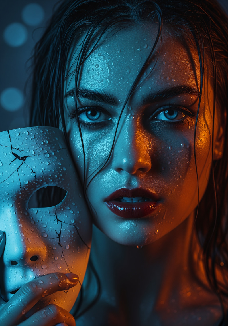 Mysterious Young Woman Portrait with Mask | Dramatic Aesthetic