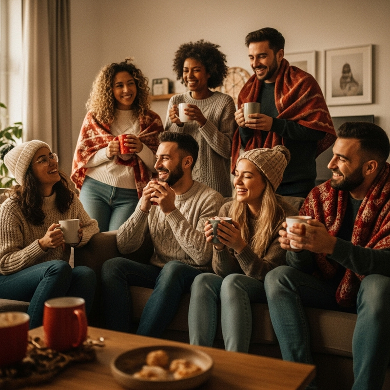 Joyful Friends Laughing: Cozy Home Video Moment