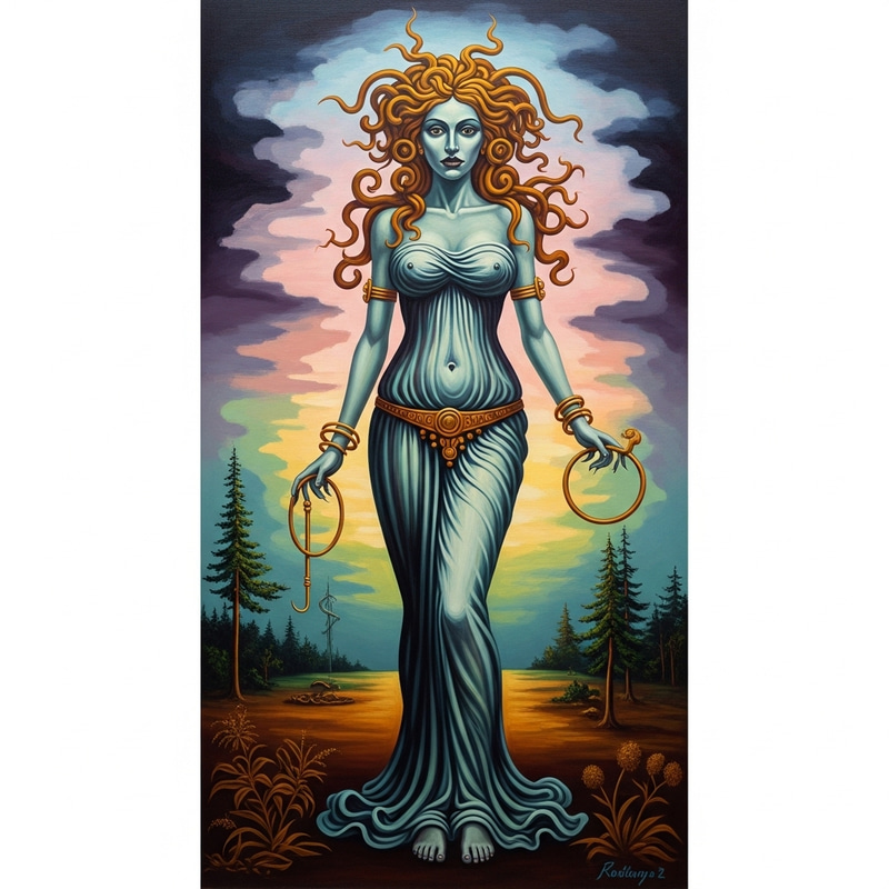 Surreal Medusa: Mythical Power in Vibrant Salvador Dali Style Surreal Medusa: Mythical Power in Vibrant Salvador Dali Style