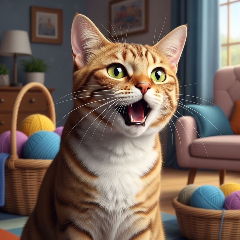 Talkative Cat in Vibrant Fur Talkative Cat in Vibrant Fur