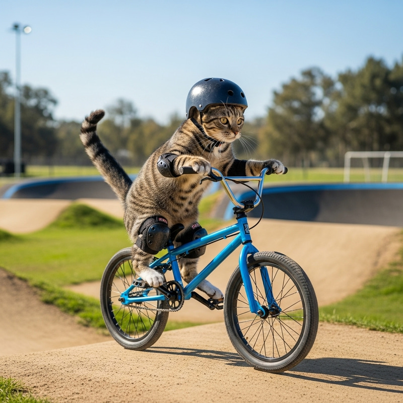 Cat on BMX Bike - Adorable Feline Cyclist Cat on BMX Bike - Adorable Feline Cyclist