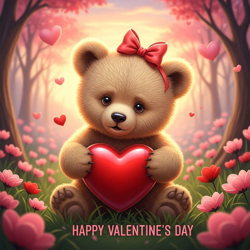 Cute Baby Bear Celebrating Valentine's Day Cute Baby Bear Celebrating Valentine's Day