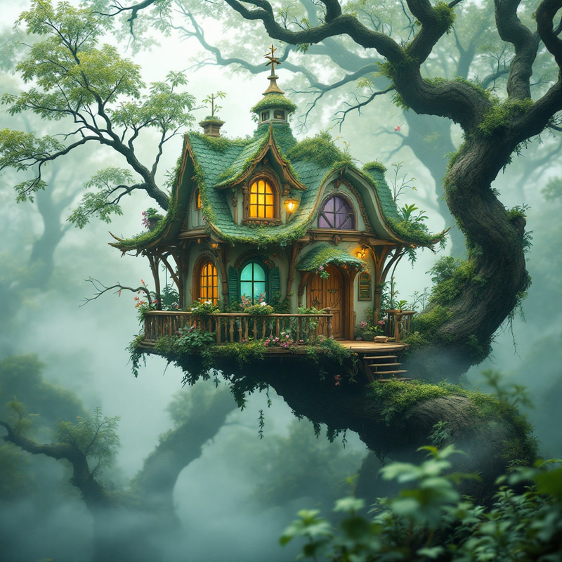 Magical Treehouse in a Misty Forest Magical Treehouse in a Misty Forest