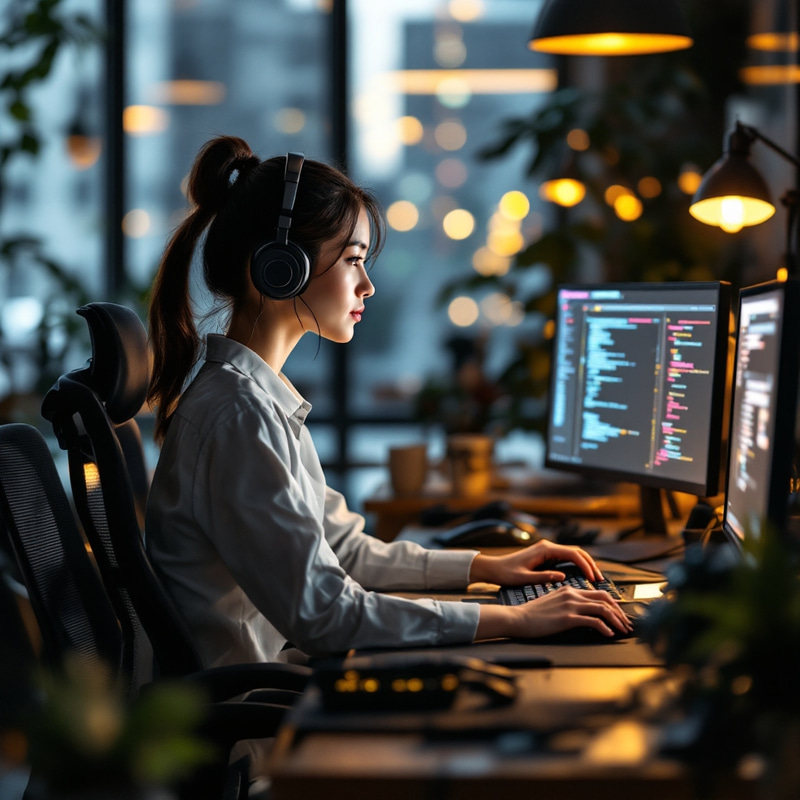 Expert E-Commerce Developer in a Modern Office Expert E-Commerce Developer in a Modern Office