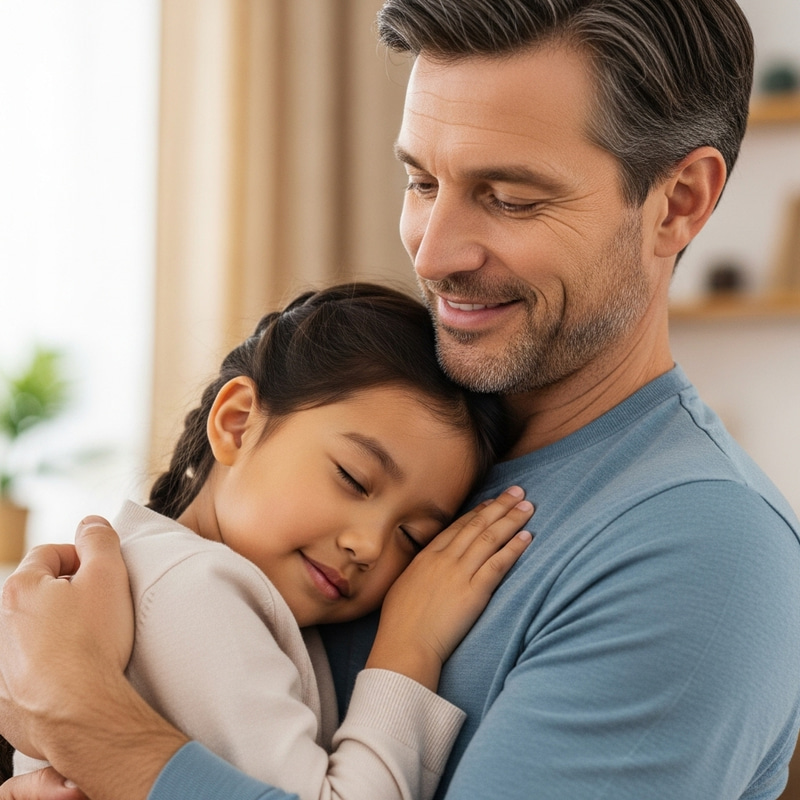 Loving Father Embracing Daughter | Heartfelt Family Moment