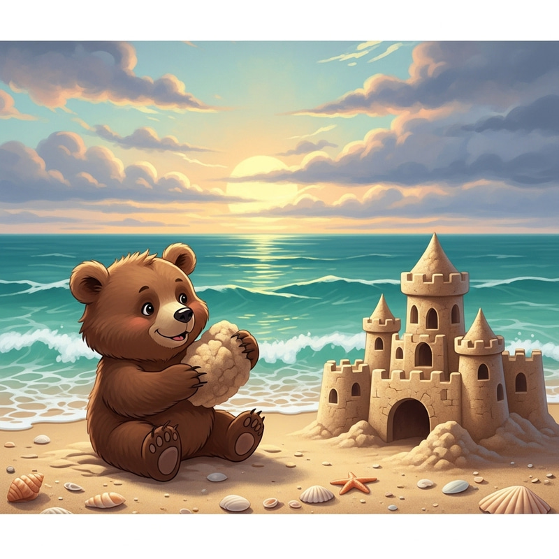 Adorable Beach Bear Drawing Adorable Beach Bear Drawing