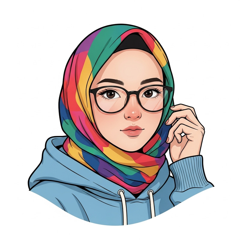 Asian Hijabi Woman in Stylish Glasses and Hoodie