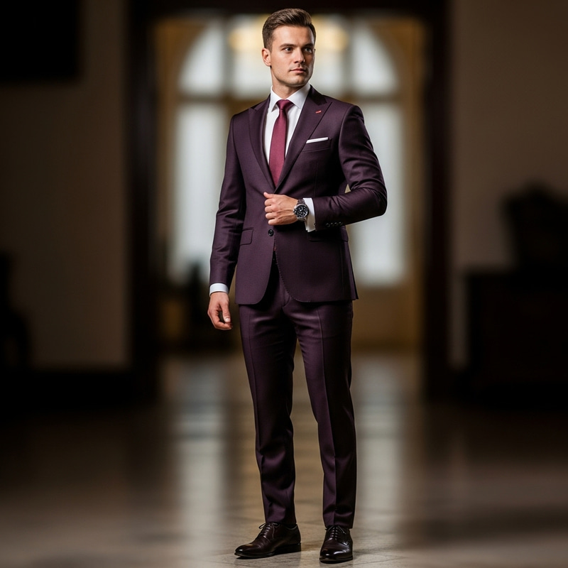 Modern Burgundy Groom Suit | Elegant Wedding Ensemble