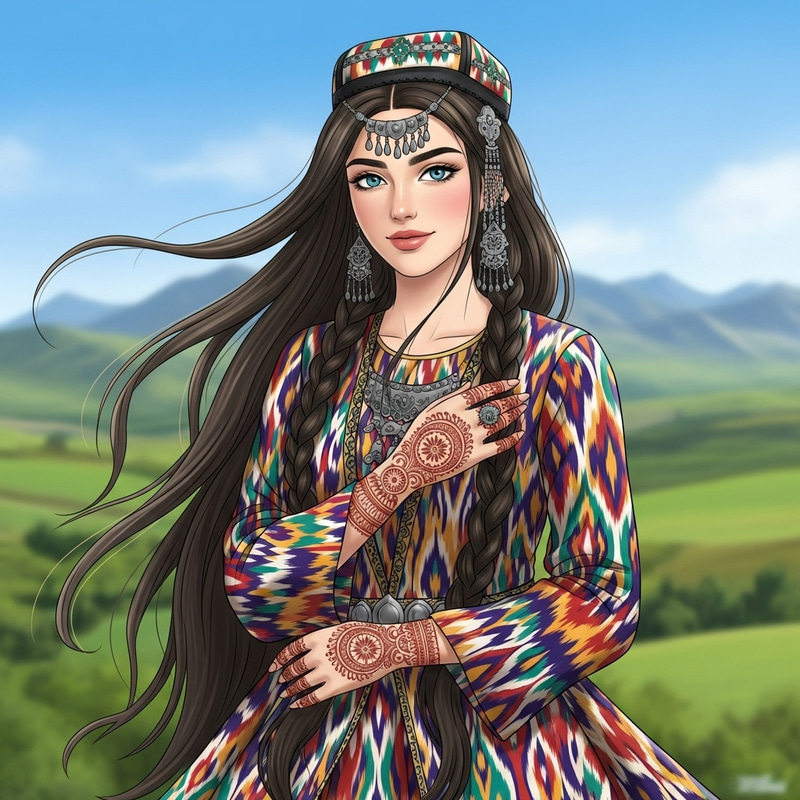 18-Year-Old Uzbek Girl in Traditional Attire | Authentic Culture