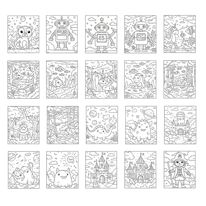 Cute Children's Coloring Images - Animals, Robots, Unicorns & More Cute Children's Coloring Images - Animals, Robots, Unicorns & More