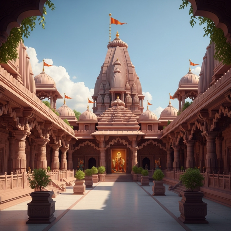 Majestic Ram Mandir Temple Animation - Indian Spiritual Experience