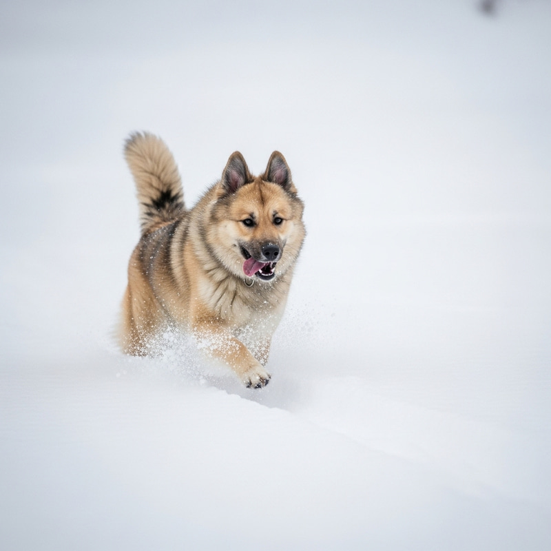 Happy Dog Frolicking in Snow Happy Dog Frolicking in Snow