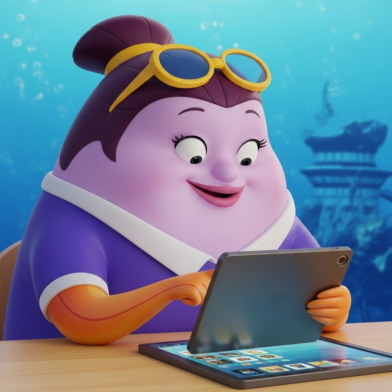 Mrs. Puff Guarding iPad in Spongebob's World