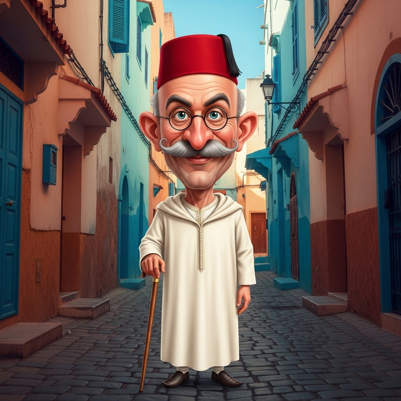 Traditional Tunisian Djebba Caricature Traditional Tunisian Djebba Caricature